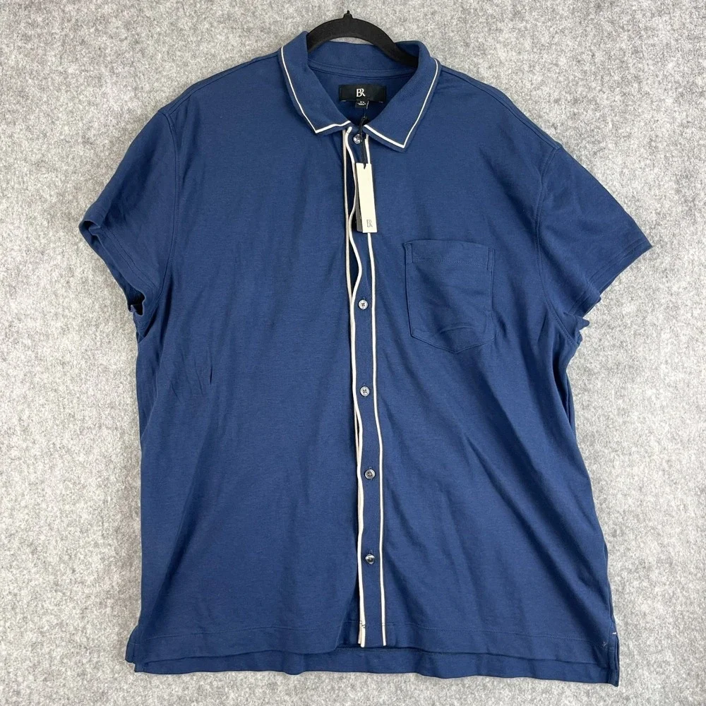 Banana Republic Shirt Mens XL Blue Luxury Touch Button Up Cotton Soft Retro NWT